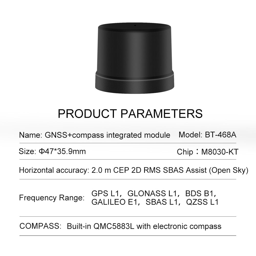 Beitian GNSS module receiver built-in compass QMC5883 GPS antenna integrated vehicle BT-468B Beitian GNSS module receiver built-in compass QMC5883 GPS antenna integrated vehicle BT-468B
